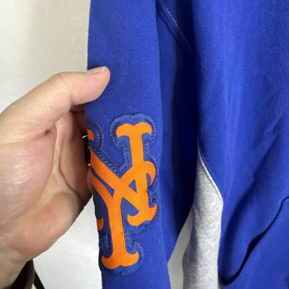 New York Mets Majestic Pullover Hoodie Blue Gray MLB Men’s L - Picture 3 of 9